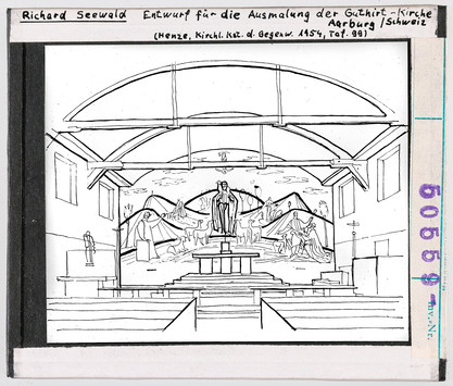 Vorschaubild Richard Seewald: Entwurf für die Ausmalung der Guthirt-Kirche Aarburg, Schweiz 